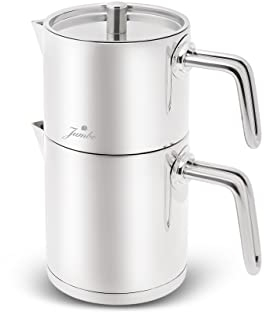 KARACA Jumbo Metalix - Teiera turca, in metallo e acciaio inox, adatta per fornelli a induzione