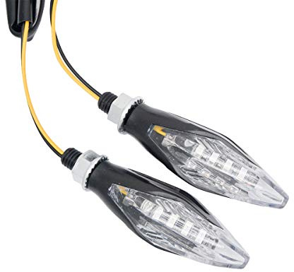 MASO Lot de 2 clignotants LED pour moto - Blanc + bleu - Bicolore - 12 V - Universel - Pour moto, scooter, Yamaha, Suzuki, tout-terrain