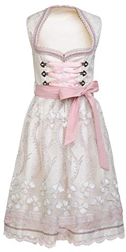 Goldenburg Dirndl Damen Midi mit Schürze 2tlg I Deutsche Marke I Edle Frauen Trachten aus Jaquard mit Spitzenschürze I Trachtenkleid von Gr 34 bis 46 GB1901