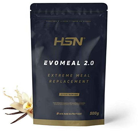HSN Evomeal Shake Substitut de Repas | Shake sans gluten adapté aux végétariens | Protéines + Glucides + Vitamines + Minéraux + CLA (Vanille, 500 gr)