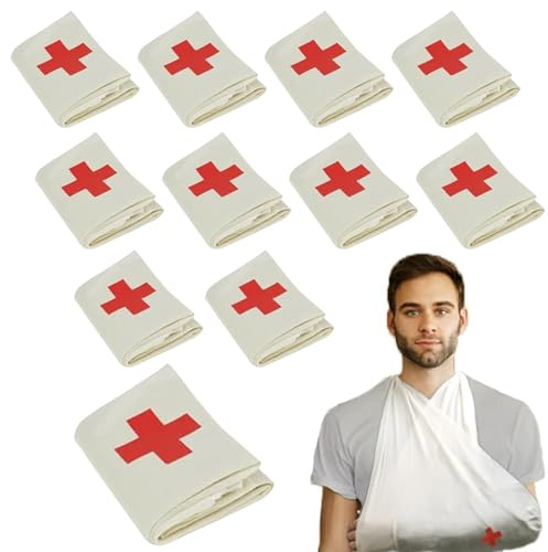 First Aid Triangular Bandage for Fracture Splint & Wound Dressing Emergency Fixation Band Supplies, Non-Woven Cotton, 12 Pcs