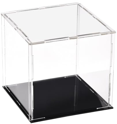 sourcing map Acryl Klar Vitrine Box Staubdichter Schutz Würfel Sammlerstück Ausstellungsbox 10x10x10cm