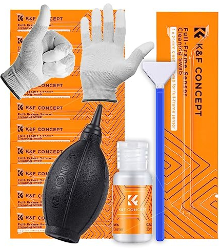 Kamera Sensor Reinigungs-Set Vollformat 10x 24mm Swabs + Handschuhe + 20ml Reiniger + Blasebalg