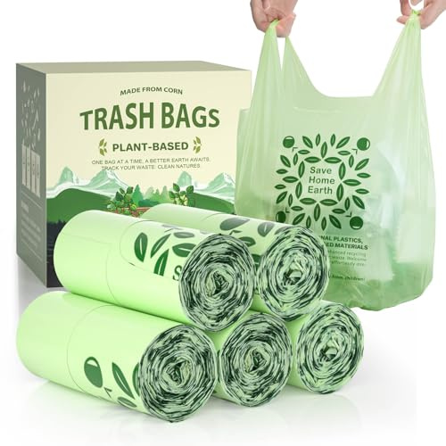AYOTEE Small Compost Bags 2.6 Gallon with Handles, 125 Count Small Compostable Trash Bags 2.6 Gallon Compost Bags for Countertop Bin, Biodegradable Trash Can Liners for Kitchen, Bathroom, Office