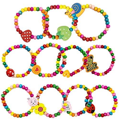 SZXMDKH 12 Pcs Set Bracelets, Bracelets en Perles de Filles de Princesse et élasticité Réglables, Ensembles de Bijoux pour Enfants Cadeau Anniversaire Fille
