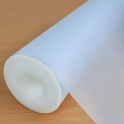 Hersvin Lådfoder, 50 cm x 600 cm, underlägg för kökshyllor, icke-självhäftande skåpmattor, skåpskydd, EVA, plastfoder, vattentät, tvättbar, avtorkbar, halkfri matta (transparent rand)