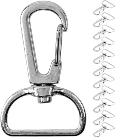 Your Day Mate Karabinerhaken mit Drehverschluss, D-Ring mit Karabiner Haken, Taschen Karabiner mit 360° Grad drehbarem Ösenring, Metall Gurtschnalle mit Haken zum Basteln