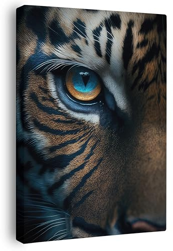 FOMACO Inspiring Art - Tiger Wandbild - 20x30 cm Hochformat - Tiger Majesty - Tier Leinwand ColorWorld - Coole Tier-Porträts & Animals Closeup Kunstdruck Bilder