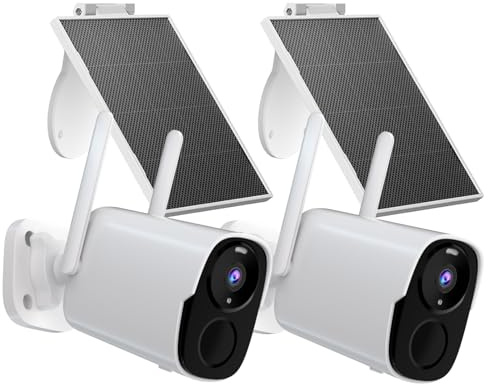 Rraycom Solar Camera Security Outdoor, Solar Powered WiFi System Surveillance Camera with 2K Color Night Vision, 2 Way Talk, Spotlight & Siren, Compatible with Alexa