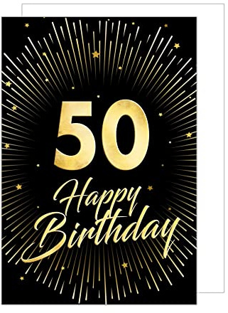 Edition Seidel Premium XXL Maxi Glückwunschkarte zum 50. Geburtstag mit Umschlag Format DIN A4. Geburtstagskarte Grußkarte Billet Happy Birthday Mann Frau gold (A4-GZ345-50)