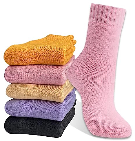 Hocerlu 5 Paires Chaussettes Thermiques pour Hommes et Femmes, Taille 35-42, Chaussettes d'hiver épaisses et Chaudes pour Temps Froid