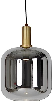 Qazqa - Pendant Lamp I Pendant Light Ceiling Black with Gold and Smoke Glass incl. PUCC - Zuzanna- - Design - LED E27 | 1 Light - Glass Pendant Light - Suitable for Living Room I Kitchen I