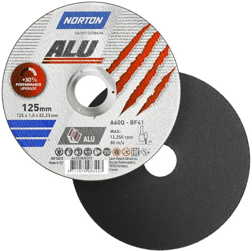 NORTON Disco da taglio dritto 41 | 125 x 1,0 x 22,23 A 60 Q in alluminio