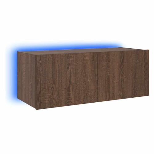vidaXL Väggmonterad tv-bänk LED brun ek 80x35x31 cm