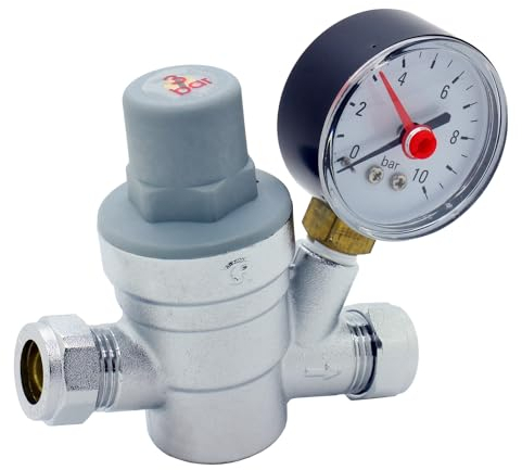 Adjustable Pressure Reducing Valve 15mm with 0-10 Bar Gauge