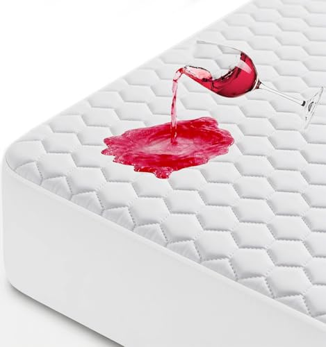 OhGeni 100% Waterproof Queen Size Mattress Protector,Soft Mattress Pad,Pet Hair & Bedwetting Resistant,Cooling Breathable Fitted Sheets,Washable Bed Cover,Non-Slip Deep Pocket,Noiseless for Bedroom