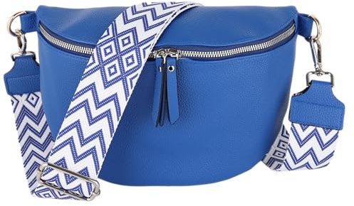 MIRROSI® Bauchtasche Damen, Veganleder 26x18x9cm, Umhängetasche, Brusttasche, Crossbody bag, Kunstleder leder, verstellbare Schulterriemen Bohemian Style