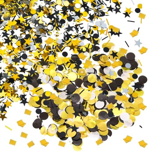 1 Paquete De Confeti Redondo De Oro Negro De 80 G, 1 Paquete De Confeti Redondo De Cinco Estrellas, Confeti, Confeti Negro, Decoración Negra Del Día De San Valentín