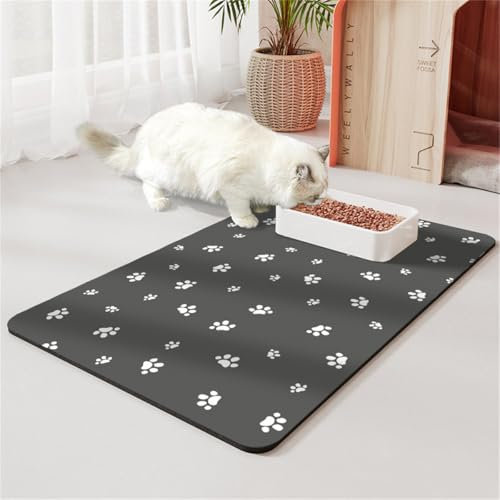 Xisnuient Napfunterlage Hund Katzen Futternapf Unterlage Katzentoilette rutschfest Hundenapf Mats Super SaugfäHige Schnelltrocknend Futtermatten FüR Haustier Futtermatte FüR Katzen (50x80 cm,Farbe 1)