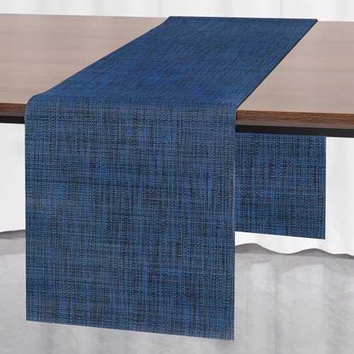 Myir JUN Tischläufer Tischläufer Modern PVC abwaschbar Outdoor | Hitzebeständig für Häuser Esszimmer Restaurants Hotels Party Tischdeko Dekoration 40 x 140 cm (Blau 2)