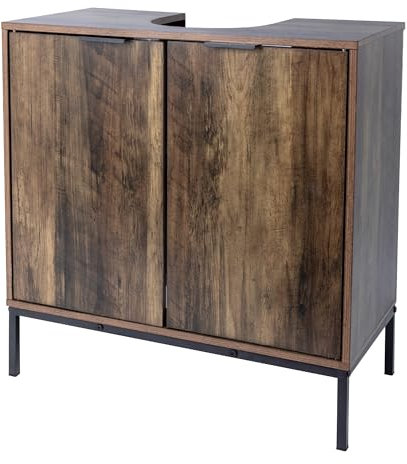 Dylex Under Sink Bathroom Storage Cabinet, 2 Door, Rustic Brown Oak, 60 x 60 x 30 cm