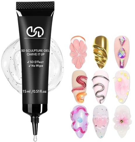 No Wipe 3D Sculpting Gel for Nails - Clear Builder and Drawing Gel