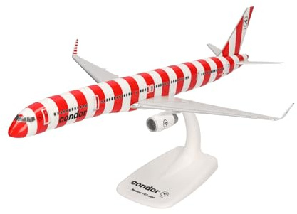 Herpa Snap-Fit Modellflugzeug Condor Boeing 757-300 Passion Miniatur im Maßstab 1:200, Sammlerstück, Modell mit Standfuß, Kunststoff, Rot
