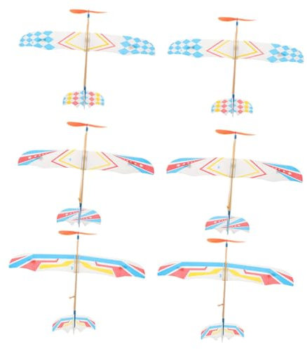 TOBBOMEY 6pcs Rubber Band Powered Airplane Model Outdoor Hand-throwing Toys for Boys and Girls Diy Educational Playthings Airplane Toys
