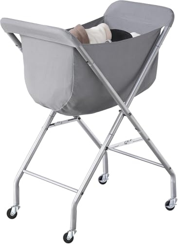 ELYKEN Carrello per il bucato con ruote, cesto portabiancheria facile da rotolare da 81 cm di altezza con sacco interno removibile da 52L, robusto cesto per vestiti con struttura in metallo e 4