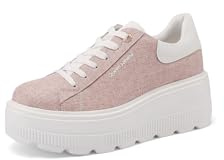 QUEEN HELENA Platform Sneakers Kvinnor Casual Kilklack Höga Sneakers X32-11, Rosenröd, 37 EU
