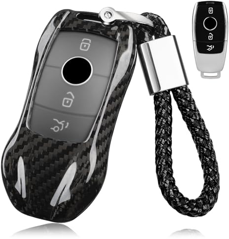 T-carbon autoschlüssel hülle kompatibel mit Mercedes Benz E Class C300 CLA GLB CLS580 GLE Class C43 GLC300 2016-2023 2024 Series,kohlefaser Schlüssel Hülle schlüssel Cover Supercar Aussehen,Schwarz