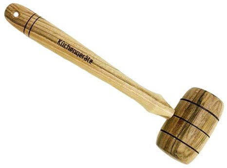 Riakoob Wooden Hammer Wood Meat Mallet Tenderizer - Pounder for Kitchen Crab Lobster Seafood Cracking Beef Chicken Marinating Prep Tool Cute Beating Gavel for Breakable - Wine Barrel Appearance