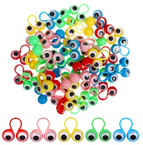 BESTonZON 50 Stück Finger-Aktivitätsringe Augapfel-Fingerpuppenringe Kleinkinderpuppen Für Kinder Spielzeug Große Augen Fingerpuppenringe Für Kinder Augapfel-Fingerring Sensorische