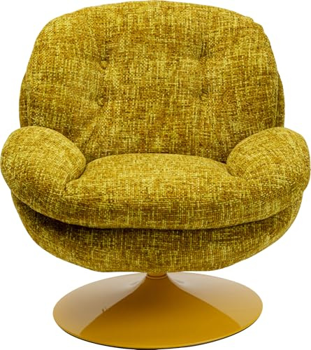 Kare Design Drehsessel Cosy, Gelb, 84x81x83 cm, Sitzhöhe 46 cm, Drehbar 360°, Sessel, Sitzmöbel, Wohnzimmer