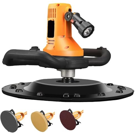 Genérico Amoladora Angular de hormigón de 2880 W, lijadora de Pared de Cemento, lijadora de Yeso de Mano con luz LED, enlucidora de Pared con Cable de 4 m y 6 velocidades Variables, para Superficies