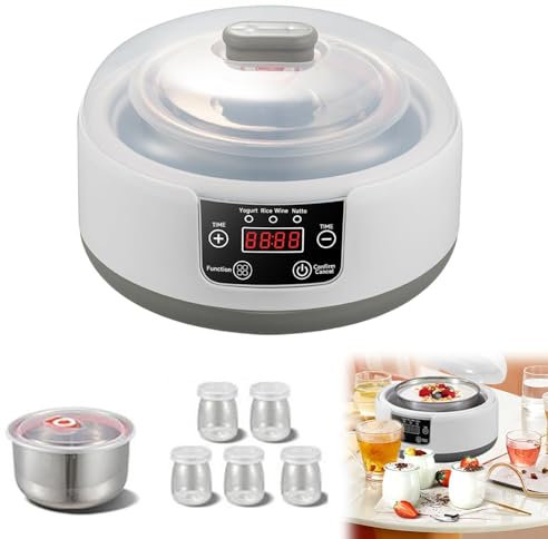 Máquina para Hacer Yogur Probiótico 1.2l Eléctrica Automática con Control De Temperatura Constante 36h, Pantalla Digital De Leds Y Temporizador Ajustable, Máquina para Hacer Yogur Casero Saludable