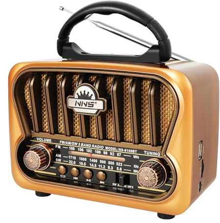 T.TAOMI Portable AM FM Radios, Transistor Shortwave Radio Retro Vintage Radios with Loud Speakers, Support USB Power (Copper)