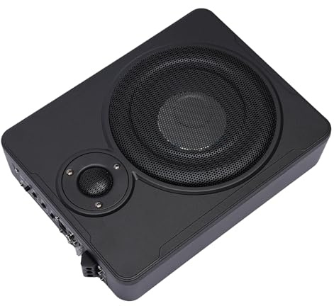 Subwoofer bajo asiento para coches 200 W Subwoofer para coches, subsistema con amplificador integrado, entrada de nivel alto/bajo y control de volumen para coches, camiones y jeeps, incluye juego de