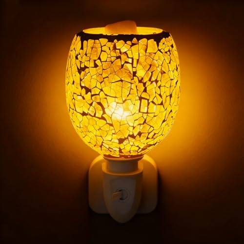 Porfoyo Elektrisk doftlampa, 10 W, doftlampa vax, spara energi, vaxlampa, 3D-glas (8 x 7 cm), gul, för kontor, sovrum, yoga, hem, presenter, medelstora till stora rum