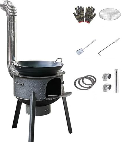 Portable Wood Burning Stove - Detachable Outdoor Camping Firewood Stove for BBQ and Cooking - Ideal for Camping and Picnics