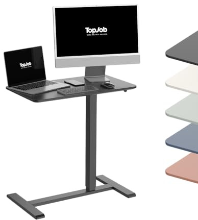 TopJob ANYDESK NEST Mobile Standing Desk, Portable with Hidden Wheels Non Folding, Sit Stand Desk, Computer Workstations, Home Use, Couch Side Table, Bedside Table, Kitchen Prep Table (Noir)