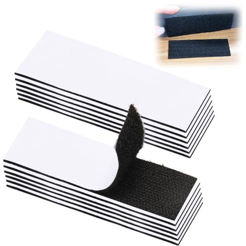 QLK Scratch Autocollant Double Face,12 PCS Bande Agrippantes Adhésives Extra Fort, Nylon Fermetures Adhésives Autocollant 3 x 10 CM, Adhésif Puissant pour Fixation Maison, Bureau, Décoration