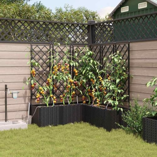Frdhee Aiuola da giardino, aiuola, aiuola, fioriera da giardino, colore nero, 120 x 120 x 142 cm, in acciaio, per giardino sul tetto, balcone, terrazza