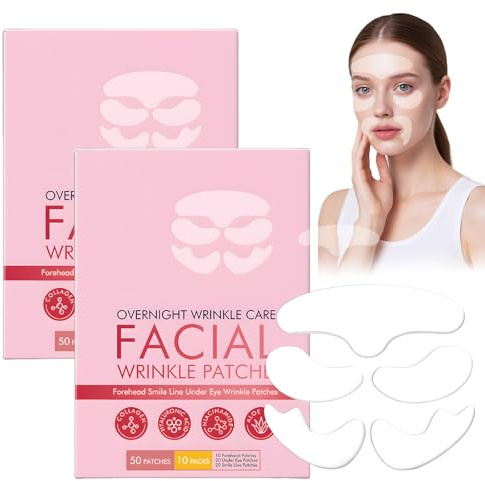 100 Pezzi Cerotti Antirughe, Patch Rughe Nasolabiali Con Collagene, Cerotti Antirughe per Il Viso Per Una Cura Rassodante E Idratante, Leviga Le Linee Sottili E Le Rughe Del Viso