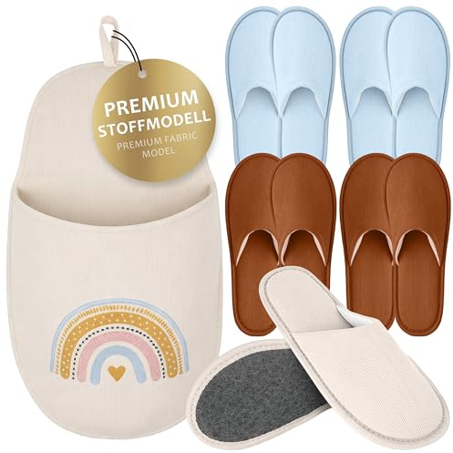 ONVAYA Set di pantofole per ospiti arcobaleno con cuore – Pantofole per ospiti lavabili antiscivolo – 5 paia di eleganti pantofole per ospiti – Guest Slippers – comode pantofole unisex