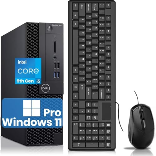 Dell OptiPlex 3070 SFF PC Ordinateur de Bureau, Intel Core i5-9500 3.0GHz, 16 Go RAM, SSD 256 Go, HDMI, Clavier QWERTY, Souris, USB WiFi, Windows 11 Pro (reconditionné)