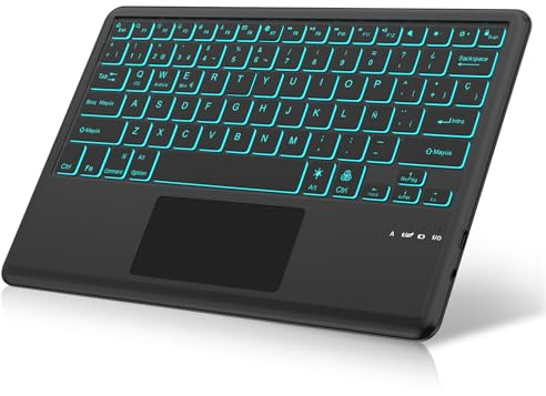 Tiiomioon Teclado Bluetooth Inalambrico con Trackpad, Teclado Español Ñ