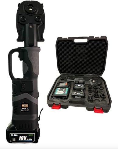 Pinza crimpatrice elettrica 12-32 mm - rame e multistrato - 19 kN - batteria 18 V Li-Ion - RICCO PSE 007