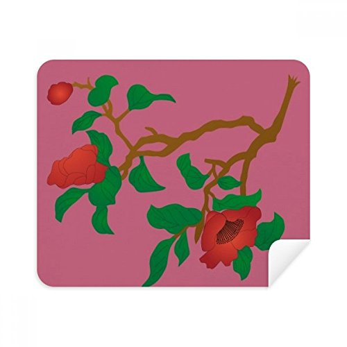 DIYthinker Malerei Rot Grün Kultur Blume Telefon Bildschirmreiniger Gläser Reinigungstuch 2Pcs Suede Fabric