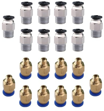 CESFONJER PC4-M6 pneumatisk luft rak snabbmontering (paket med 10 st), PC4-M10 rak pneumatisk montering (paket med 10 st), för Push -V6 monteringskontakt för extruderare 3D-skrivare